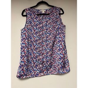 Coldwater Creek Floral‎ Sleeveless Tank Top Women's Size 14 Red Blue White